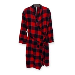 Stars Above Perfectly Cozy Buffalo Check Flannel Robe Red Size XS/S NWT